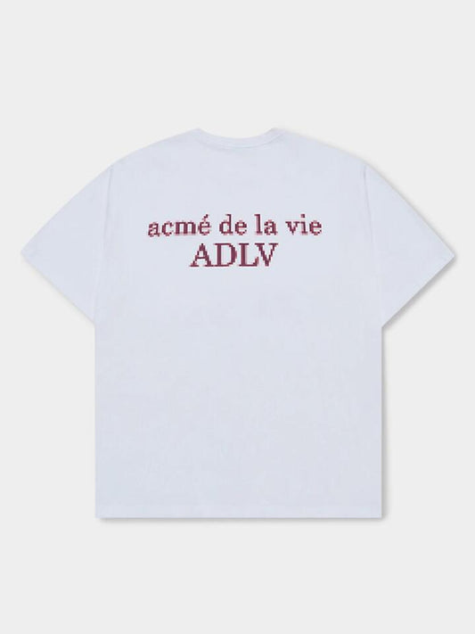 Image of a model wearing Tops. Productname: ADLV Pixel Basic Logo Tee in WHITE colour by brand - ADLV