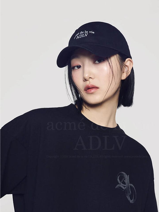 Image of Hats. Productname: ADLV Basic Small Logo Ball Cap ONE SIZE Black in Black colour by brand - ADLV