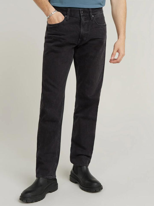Image of a model wearing Denim. Productname: G-Star Mosa Straight Jeans in Black Obsidian colour by brand - G-Star