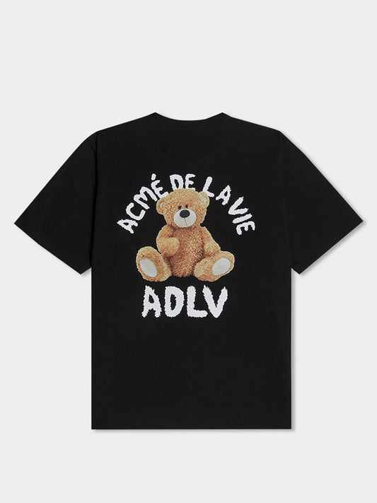 Image of a model wearing Tops. Productname: ADLV Teddy Bear Doll Tee in BLACK colour by brand - ADLV