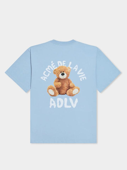 Image of a model wearing Tops. Productname: ADLV Teddy Bear Doll Tee in SKY BLUE colour by brand - ADLV