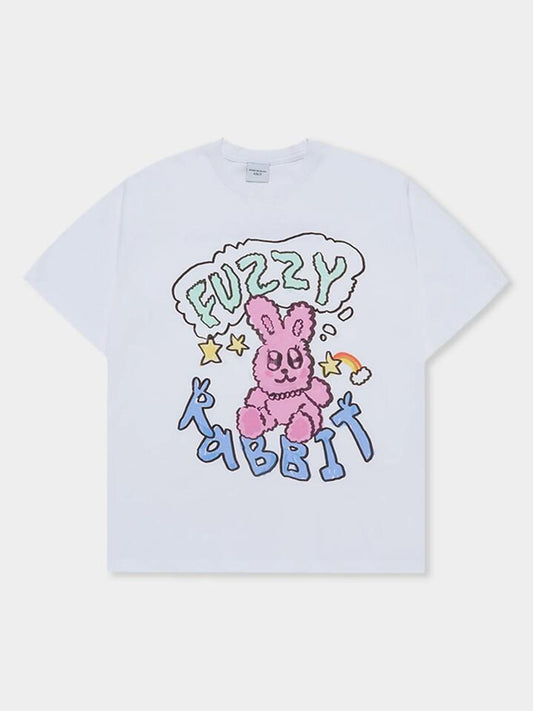 Image of a model wearing Shorts. Productname: ADLV Popstar Rabbit Short Sleeve Tee in WHITE colour by brand - ADLV