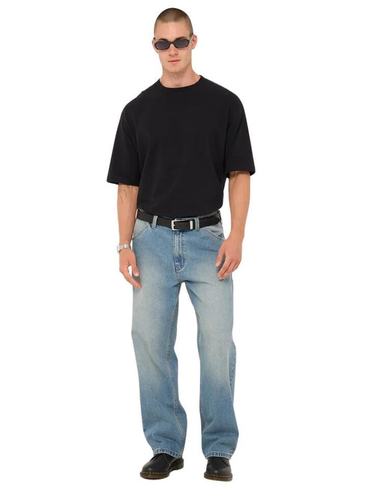 Image of a model wearing Denim. Productname: Abrand A5 Baggy Nicky in TINT MID BLUE colour by brand - Abrand