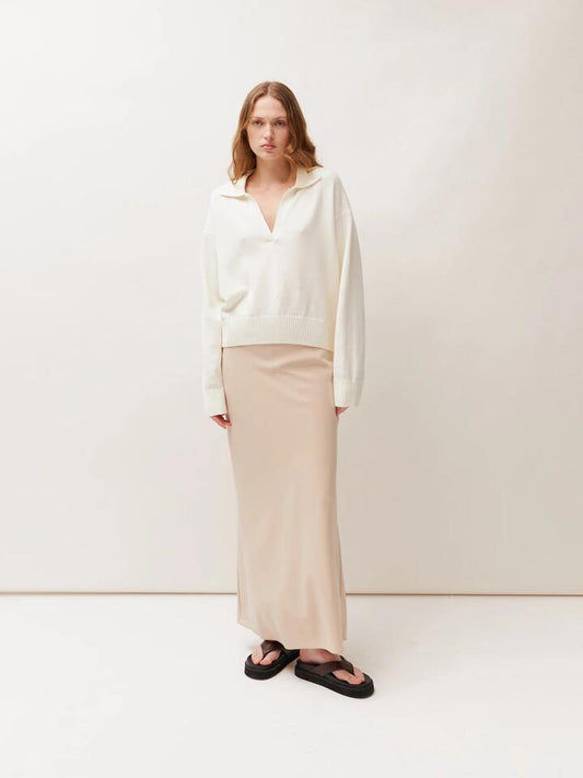 Image of a model wearing Skirts. Productname: Lulu & Rose Tulli Midi Skirt in Stone colour by brand - Lulu & Rose