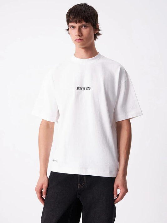Image of a model wearing Tops. Productname: Article One Inspired By Tee in White colour by brand - Article One