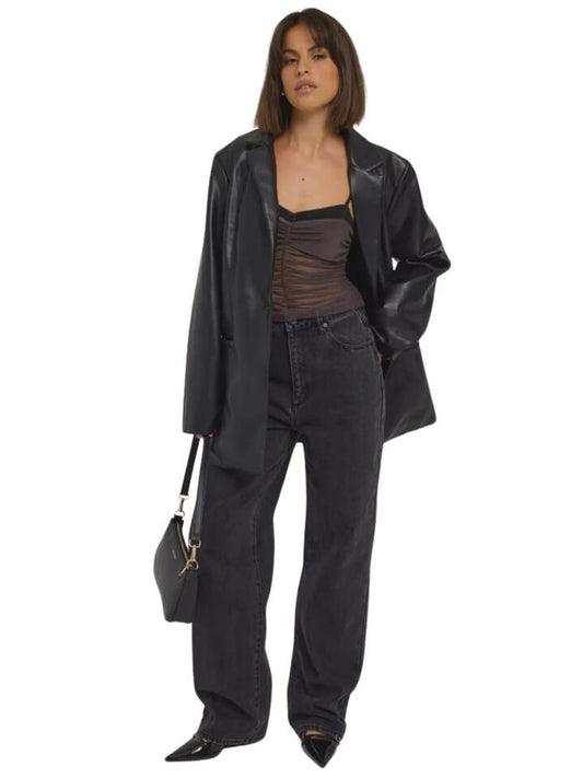 Image of a model wearing Denim. Productname: Abrand Carrie Jean Heidi in Washed Black colour by brand - Abrand