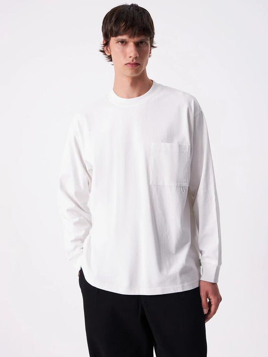 Image of a model wearing Tops. Productname: Article One Sayo Long Sleeve T-Shirt in Cloud colour by brand - Article One