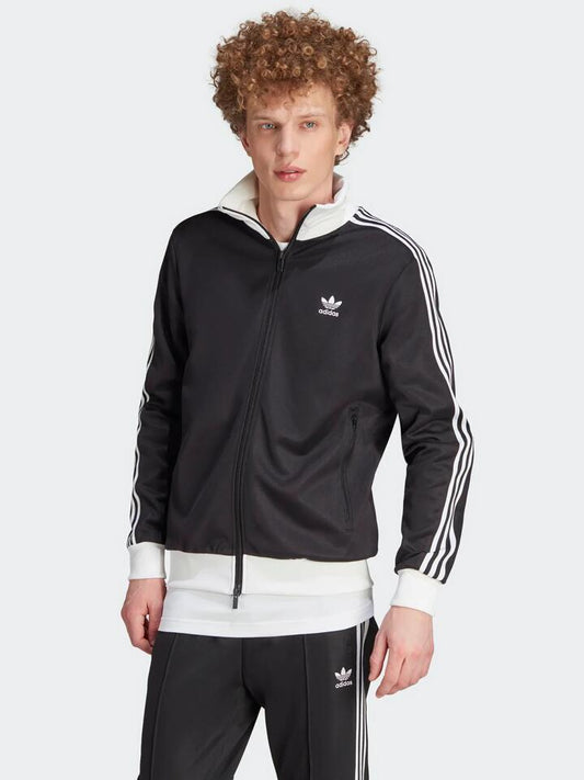 Image of a model wearing Tops. Productname: Adidas Mens Classic Track Top in Black/White colour by brand - Adidas