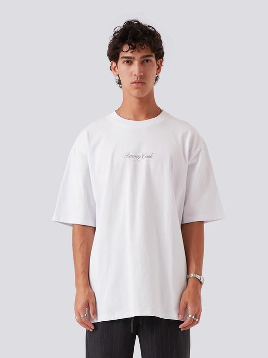 Image of a model wearing Tops. Productname: Barney Cools Lesson Tee in WHITE colour by brand - Barney Cools