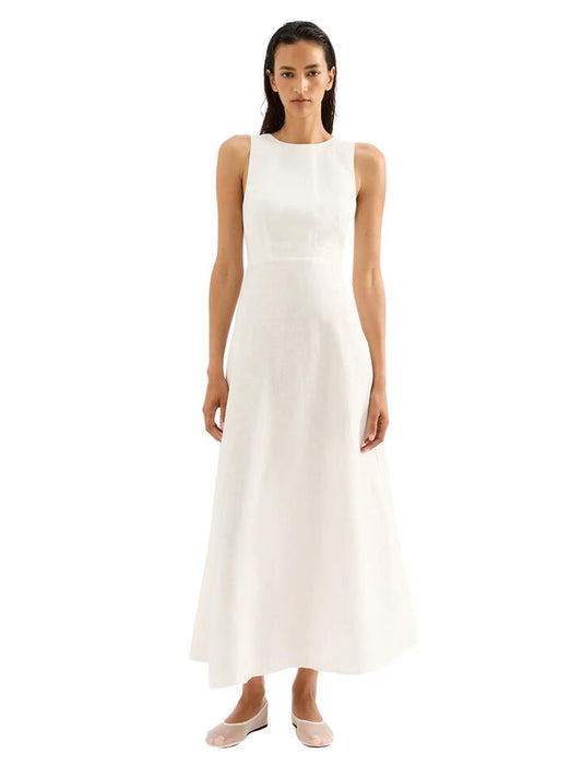 Image of a model wearing Dress. Productname: Nude Lucy Gael Linen Maxi Dress in White colour by brand - Nude Lucy