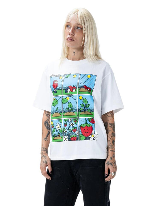 Image of a model wearing Tops. Productname: Market Abundance Comic T-Shirt in White colour by brand - Market