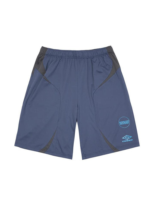 Image of a model wearing Shorts. Productname: Boiler Room Football Short in BLUE colour by brand - Boiler Room