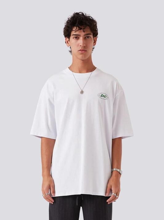 Image of a model wearing Tops. Productname: Barney Cools Streetscape Tee in White colour by brand - Barney Cools