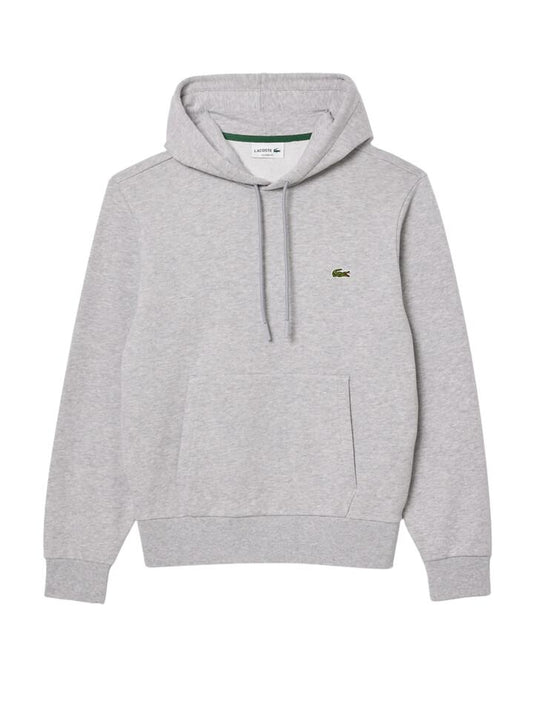 Image of a model wearing Outerwear. Productname: Lacoste Essential Fleece Hoodie in SILVER CHINE colour by brand - Lacoste