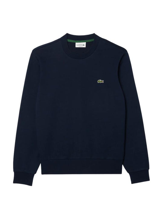 Image of a model wearing Outerwear. Productname: Lacoste Essential Fleece Crew Neck Sweat in NAVY colour by brand - Lacoste
