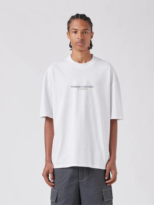 Image of a model wearing Tops. Productname: Barney Cools Paradiso Tee in White colour by brand - Barney Cools