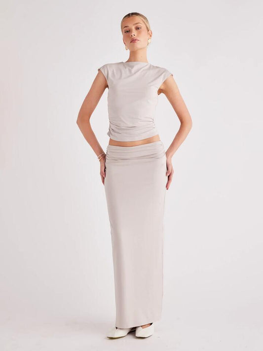Image of a model wearing Tops. Productname: SNDYS Gabby Top in MIST colour by brand - SNDYS