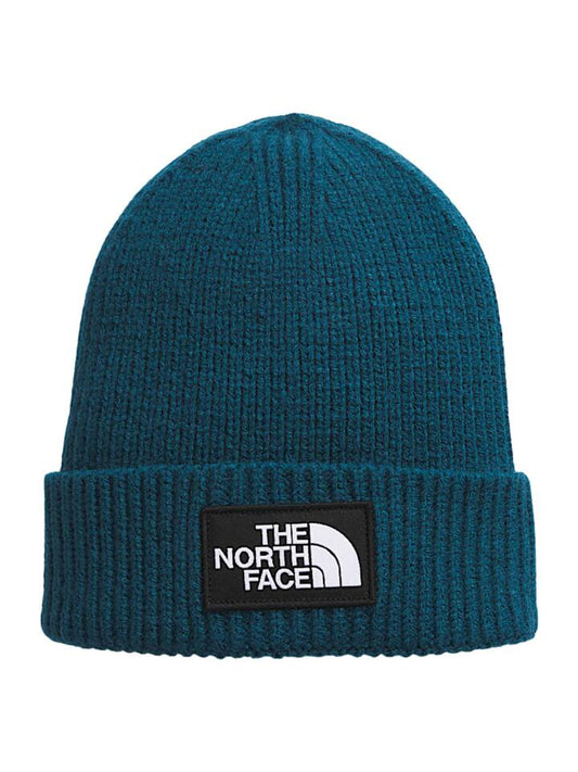 Image of Hats. Productname: The North Face Logo Cuffed Beanie ONE SIZE Midnight Petrol in Midnight Petrol colour by brand - The North Face