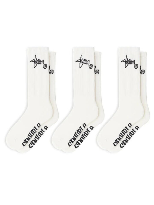 Image of Socks. Productname: S-Double Standard Shawn Sock (3PK) ONE SIZE White in White colour by brand - S-Double