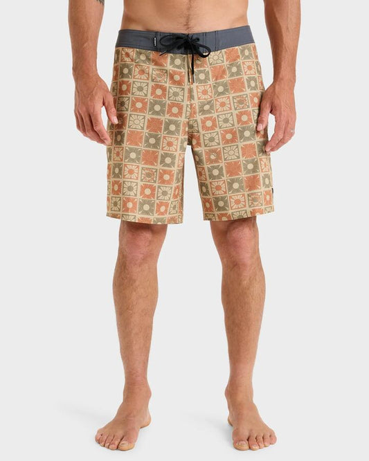 Image of Swimwear. Productname: Quiksilver Mens Surfsilk Straight Leg 18 Boardshorts Khaki Freedom From The Chaos - in Khaki Freedom From The Chaos colour by brand - Quiksilver