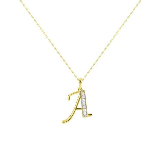 Image of Charms. Productname: Diamond Set Initial Pendant in 9kt Yellow Gold in Diamond colour by brand - Bevilles