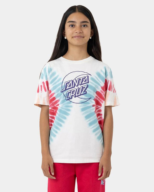 Image of T-Shirts. Product name - Santa Cruz Girls 8-16 Moon Dot Outline Front T-Shirt Turquiose Tie Dye in Turquiose Tie Dye colour by brand - Santa Cruz