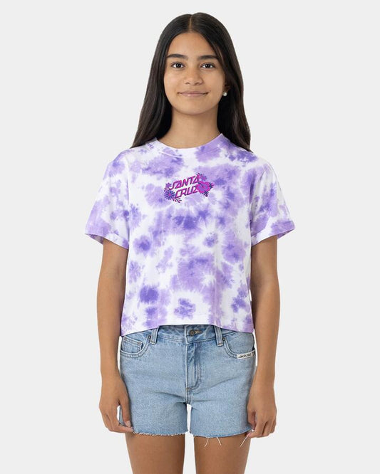 Image of T-Shirts. Product name - Santa Cruz Girls 8-16 Free Spirit Floral Stack T-Shirt Iris Tie Dye in Iris Tie Dye colour by brand - Santa Cruz