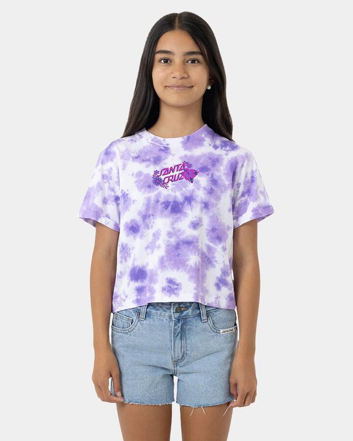 Image of T-Shirts. Product name - Santa Cruz Girls 8-16 Free Spirit Floral Stack T-Shirt Iris Tie Dye in Iris Tie Dye colour by brand - Santa Cruz