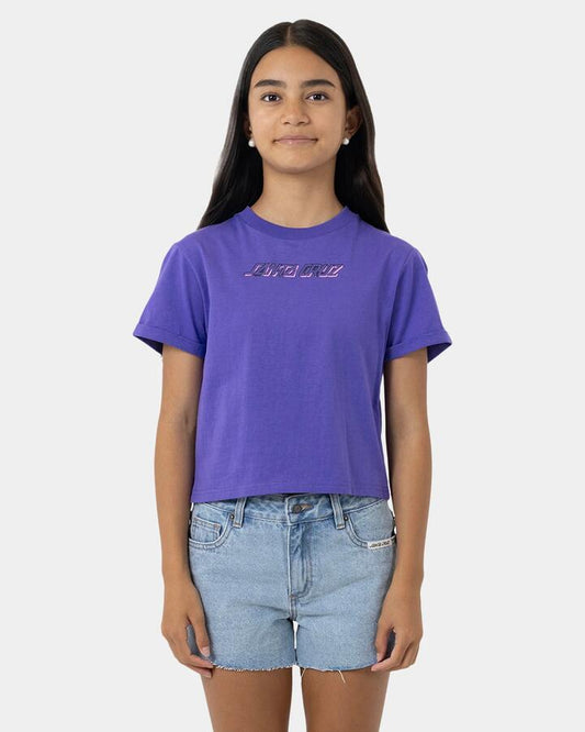 Image of T-Shirts. Product name - Santa Cruz Girls 8-16 Seeing Moon Dot Strip T-Shirt Iris in Iris colour by brand - Santa Cruz