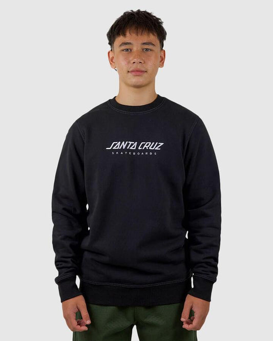 Image of Accessories. Productname: Santa Cruz - Mens Solid Strip Front Crew Neck - Black - in Black colour by brand - Santa Cruz
