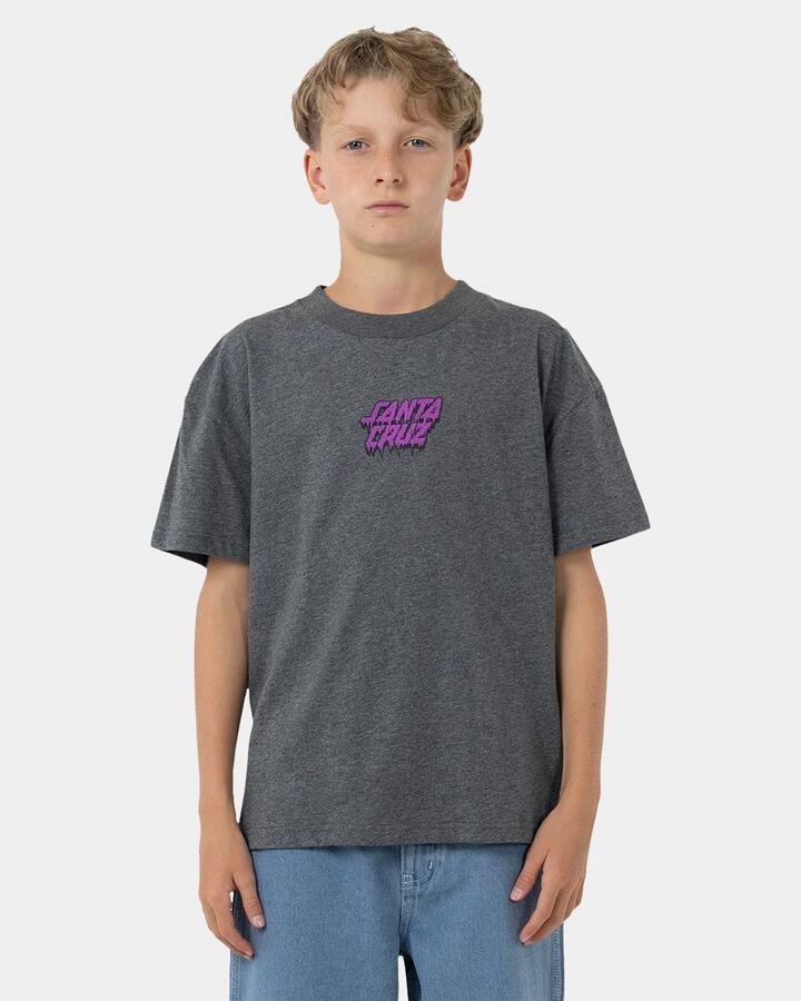Image of T-Shirts. Product name - Santa Cruz Boys 8-16 Santa Cruz Decaying Hand Center Oversized T-Shirt Dark Grey Marle in Dark Grey Marle colour by brand - Santa Cruz
