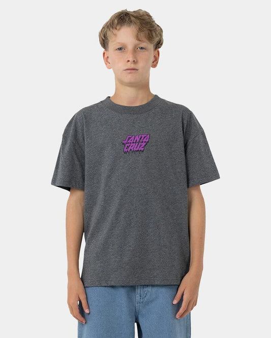 Image of T-Shirts. Product name - Santa Cruz Boys 8-16 Santa Cruz Decaying Hand Center Oversized T-Shirt Dark Grey Marle in Dark Grey Marle colour by brand - Santa Cruz