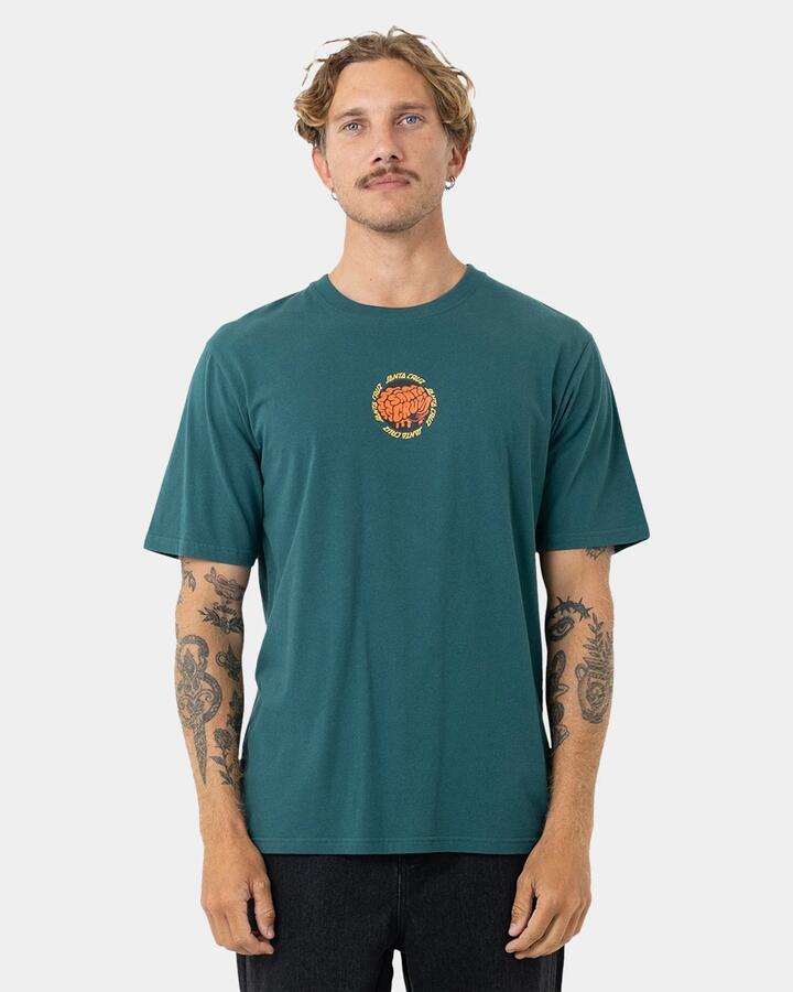 Image of T-Shirts. Product name - Santa Cruz Mens Skate Brain T-Shirt Green in Green colour by brand - Santa Cruz