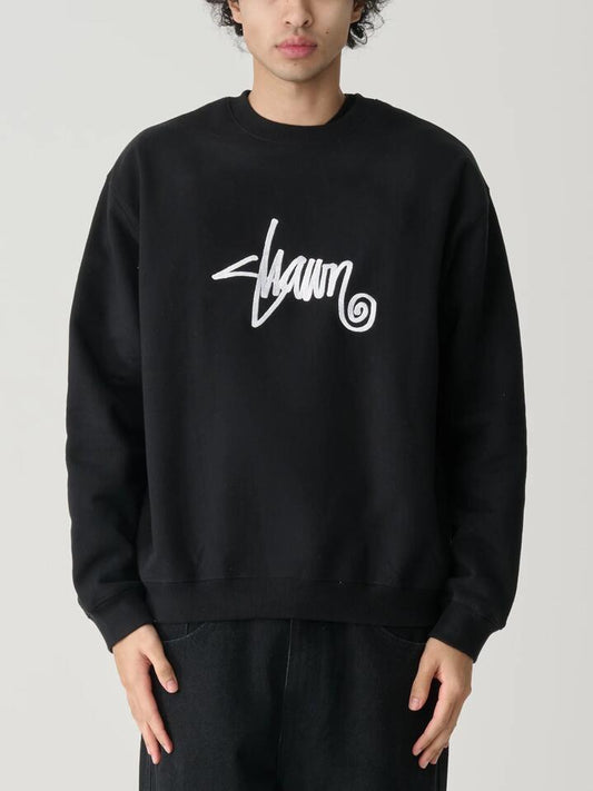 Image of a model wearing Outerwear. Productname: S-Double Shawn Script Crew in Black colour by brand - S-Double