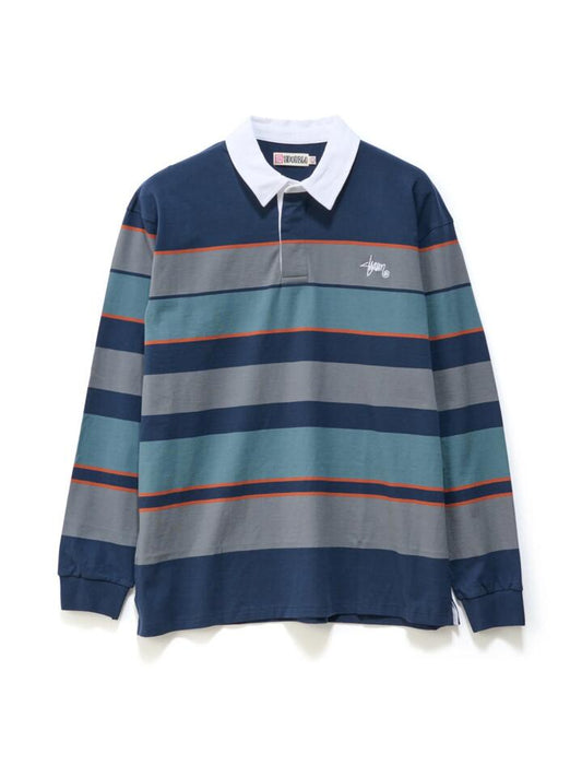 Image of a model wearing Tops. Productname: S-Double Variagated Stripe Rugby in NAVY colour by brand - S-Double