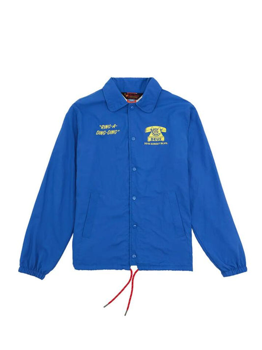 Image of a model wearing Outerwear. Productname: Deus In Rotation Coach Jacket in Baleine Blue colour by brand - Deus