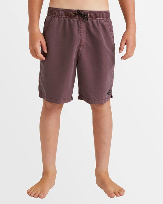Image of Swimwear. Productname: Billabong Boys 8-16 All Day Overdye Layback 16" Boardshorts Port - in Port colour by brand - Billabong