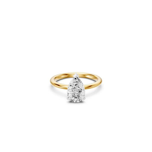 Image of Jewelry. Productname: 2.00ct Pear Solitaire Laboratory-Grown Diamond Ring in 18kt Yellow and White Gold in Diamond colour by brand - Bevilles