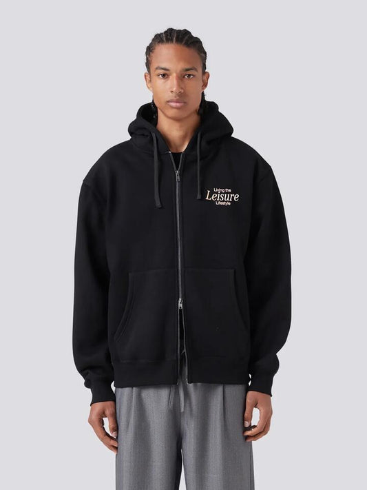 Image of a model wearing Outerwear. Productname: Barney Cools PC Zip Hood in Black colour by brand - Barney Cools