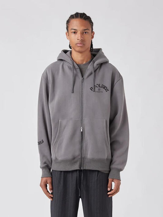 Image of a model wearing Outerwear. Productname: Barney Cools Better Zip Hood in Ash Grey colour by brand - Barney Cools