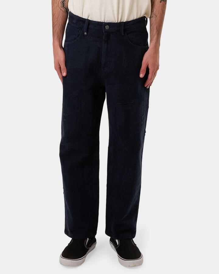 Image of Jeans. Productname: Thrills - Mens Blend Big Slacker Denim Jeans - Indigo Overdye - in Indigo Overdye colour by brand - Thrills