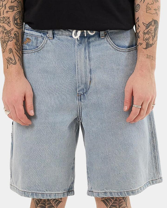 Image of Jeans. Productname: Worship - Mens Doom Carpenter Short - Bull Denim Blew Dus - in Bull Denim Blew Dus colour by brand - Worship