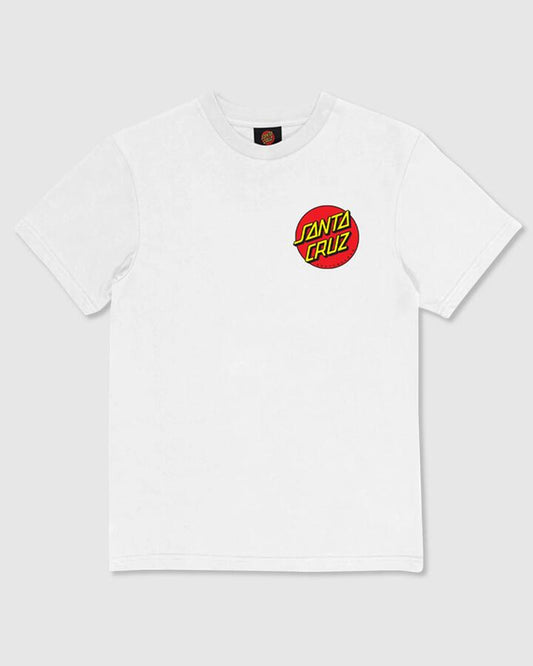 Image of T-Shirts. Product name - Santa Cruz Boys 8-16 Classic Dot Chest T-Shirt White in White colour by brand - Santa Cruz