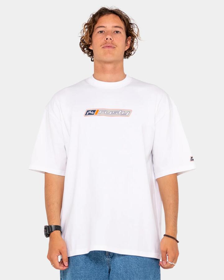 Image of T-Shirts. Product name - Rusty Mens Shifter Short Sleeve T-Shirt White in White colour by brand - Rusty