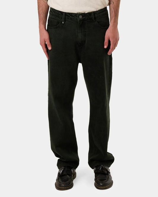 Image of Jeans. Productname: Thrills - Mens Slacker Denim Jeans - Oil Green - in Oil Green colour by brand - Thrills