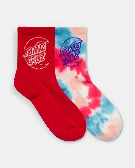 Image of Socks. Product name - Santa Cruz Girls 8-16 Moon Dot Outline 2 Pack Ankle Socks Multi in Multi colour by brand - Santa Cruz