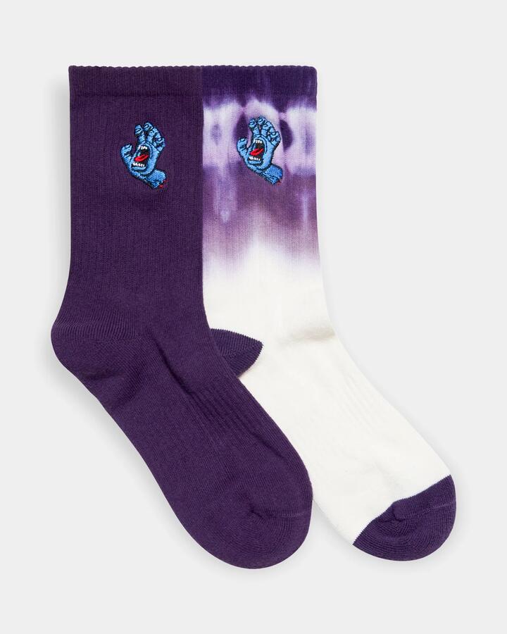 Image of Socks. Product name - Santa Cruz Boys 8-16 Screaming Hand 2 Pack Crew Socks Multi in Multi colour by brand - Santa Cruz