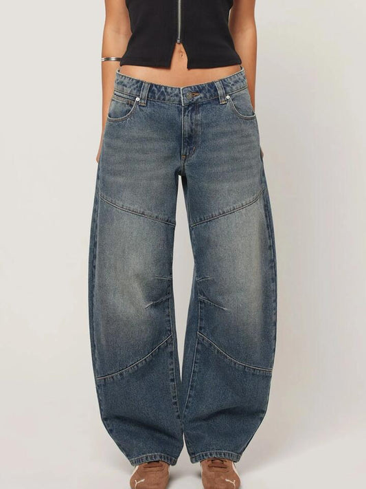 Image of a model wearing Denim. Productname: Abrand 95 Barrel Jean Amalie in Mid Vintage Blue colour by brand - Abrand
