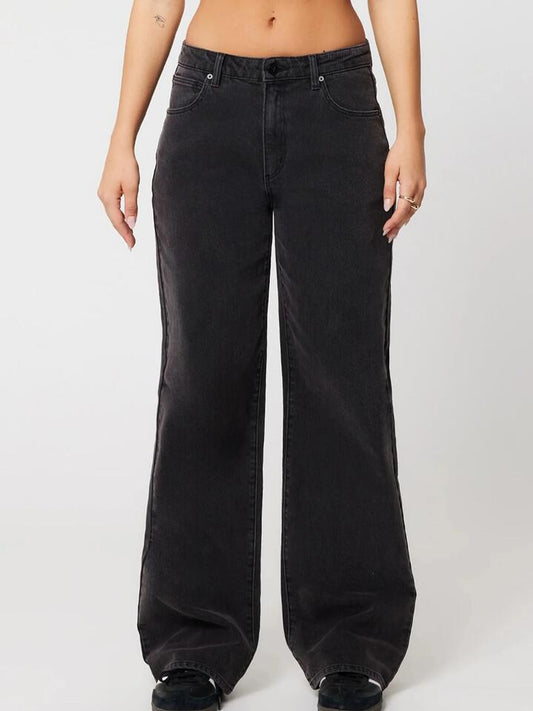 Image of a model wearing Denim. Productname: Abrand 95 Mid Baggy Heidi in Washed Black colour by brand - Abrand