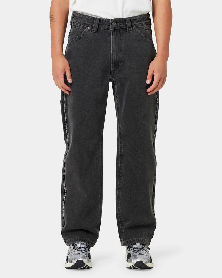 Image of Jeans. Productname: A Brand - Mens A Brand X Rip Curl A5 Baggy Bazza Tapered Jeans - Washed Black - in Washed Black colour by brand - A Brand